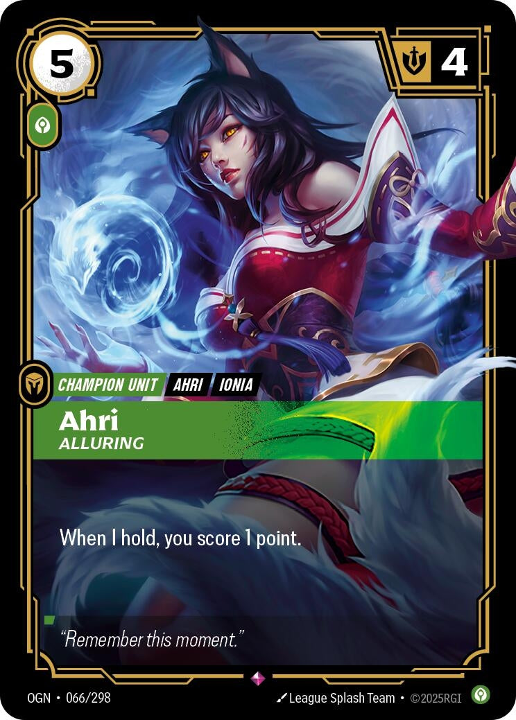 Image for Ahri - Alluring (066/298) (Origins) - Riftbound: League of Legends Trading Card Game